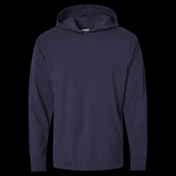 Unisex Garment-Dyed Jersey Hooded Long Sleeve T-Shirt Thumbnail