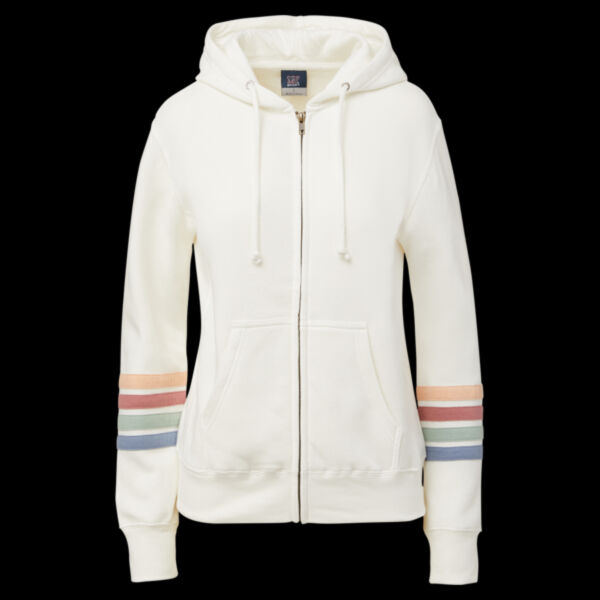 Women's Striped Sleeves Full-Zip Hooded Sweatshirt Thumbnail