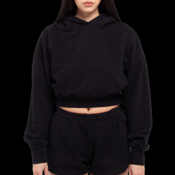 Women's Garment-Dyed Crop Hooded Sweatshirt Thumbnail