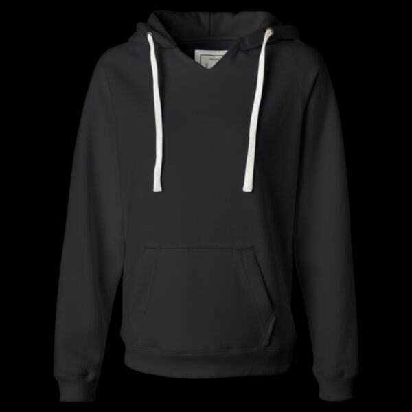 Women's Sueded V-Neck Hooded Sweatshirt Thumbnail