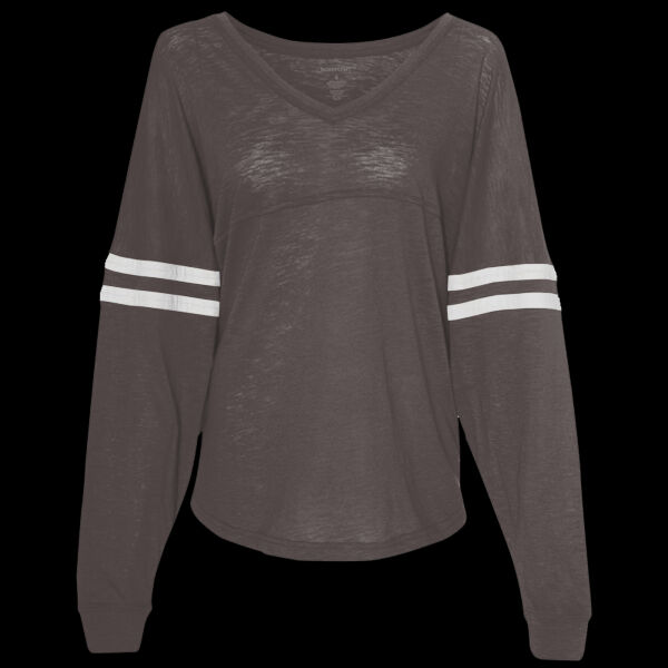 Women’s Slub Jersey Varsitee V-Neck Long Sleeve T-Shirt Thumbnail