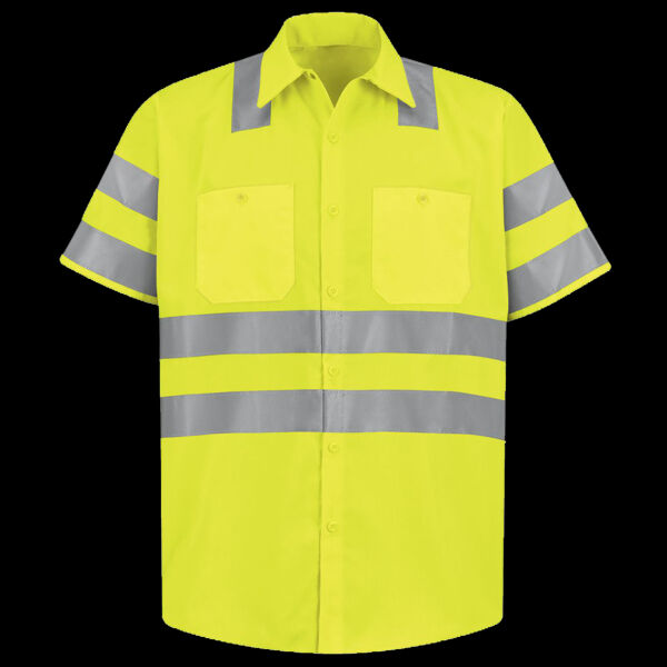 Men's Tall High Visibility Safety Short Sleeve Work Shirt Thumbnail