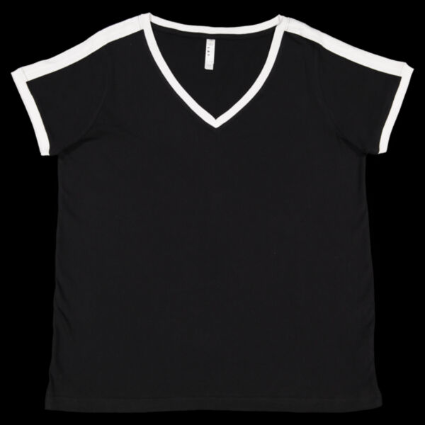 Women's Curvy Retro Ringer Premium Jersey V-Neck Tee Thumbnail
