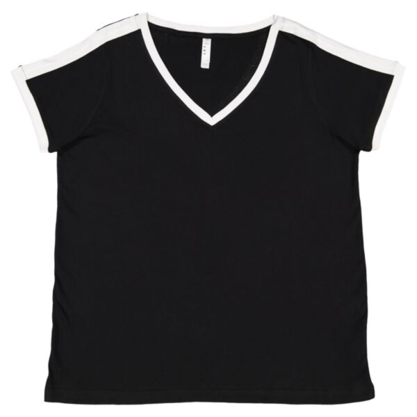 Women's Curvy Retro Ringer Premium Jersey V-Neck Tee Thumbnail