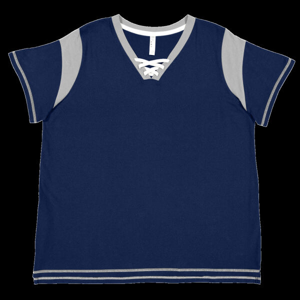 Women's Curvy Lace Up Fine Jersey Tee Thumbnail
