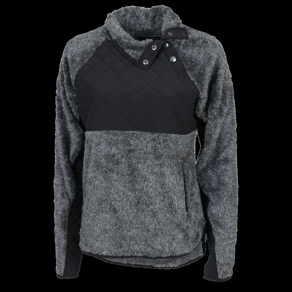 Women's Quilted Fuzzy Fleece Snap Placket Pullover Thumbnail